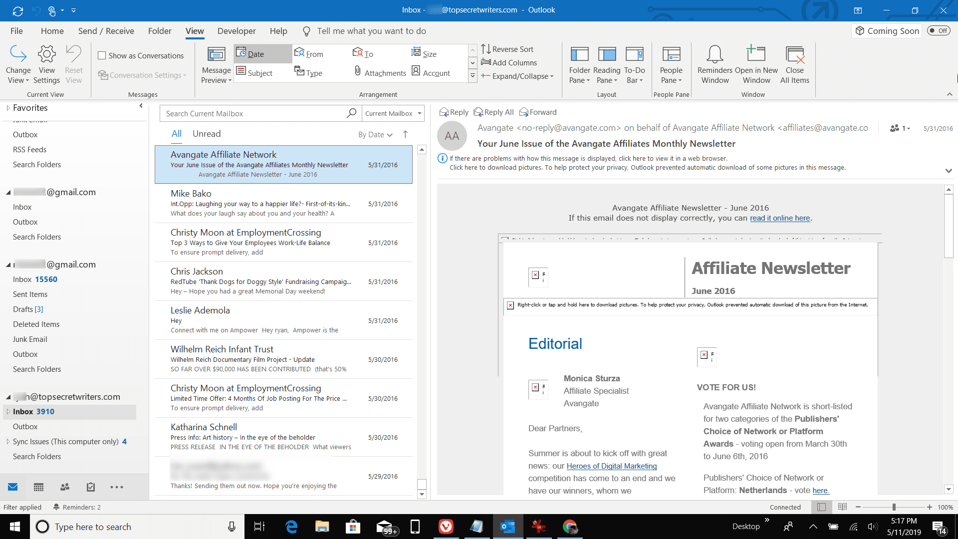 double emails on outlook